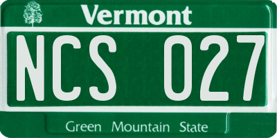 VT license plate NCS027
