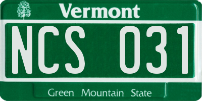 VT license plate NCS031