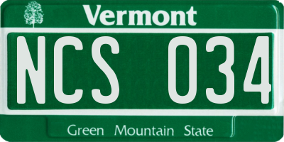 VT license plate NCS034
