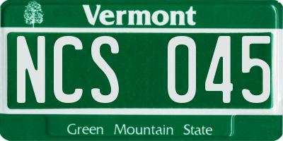 VT license plate NCS045