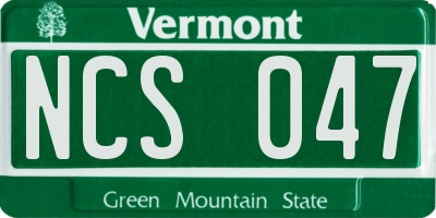 VT license plate NCS047
