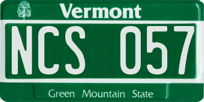 VT license plate NCS057
