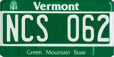 VT license plate NCS062