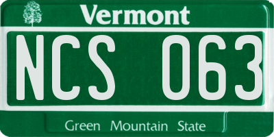 VT license plate NCS063