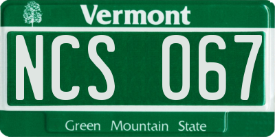 VT license plate NCS067