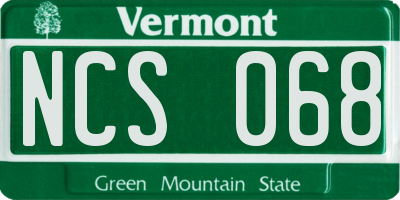 VT license plate NCS068