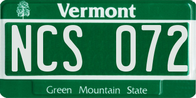 VT license plate NCS072