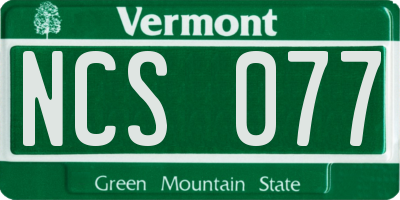 VT license plate NCS077