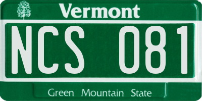 VT license plate NCS081