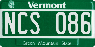 VT license plate NCS086