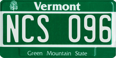 VT license plate NCS096