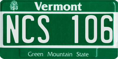 VT license plate NCS106