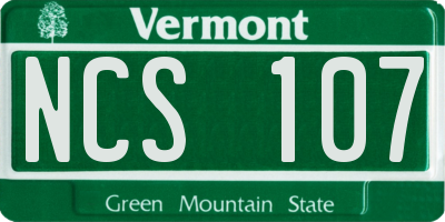 VT license plate NCS107