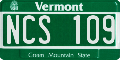 VT license plate NCS109