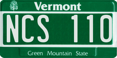 VT license plate NCS110