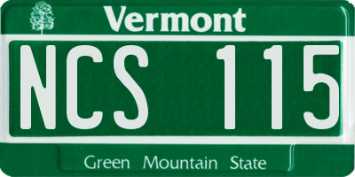 VT license plate NCS115