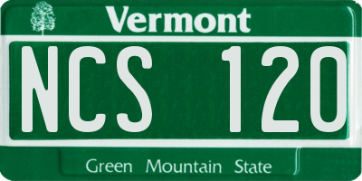 VT license plate NCS120