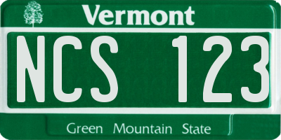 VT license plate NCS123
