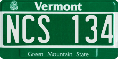 VT license plate NCS134