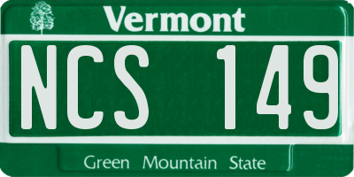 VT license plate NCS149