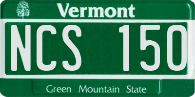 VT license plate NCS150