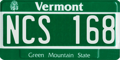 VT license plate NCS168