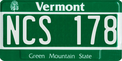 VT license plate NCS178