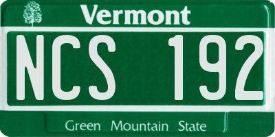 VT license plate NCS192