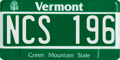 VT license plate NCS196