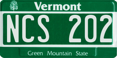 VT license plate NCS202