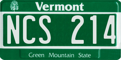 VT license plate NCS214