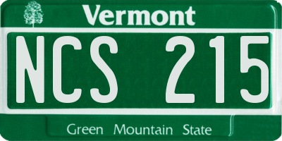VT license plate NCS215