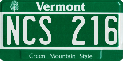 VT license plate NCS216