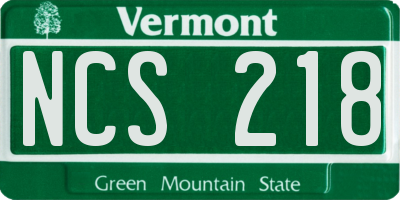 VT license plate NCS218