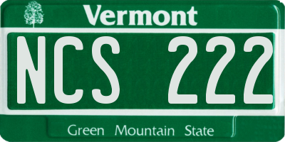 VT license plate NCS222