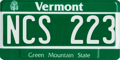 VT license plate NCS223