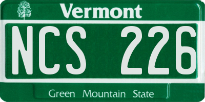 VT license plate NCS226