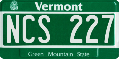 VT license plate NCS227