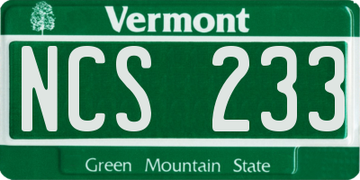 VT license plate NCS233