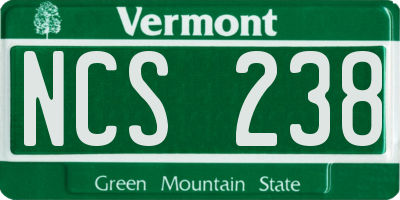 VT license plate NCS238
