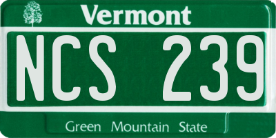 VT license plate NCS239