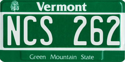 VT license plate NCS262