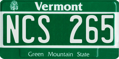 VT license plate NCS265