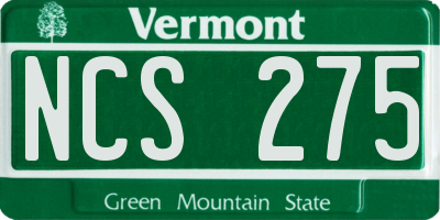 VT license plate NCS275