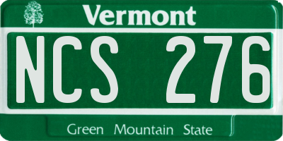 VT license plate NCS276