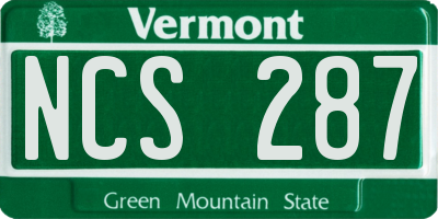 VT license plate NCS287
