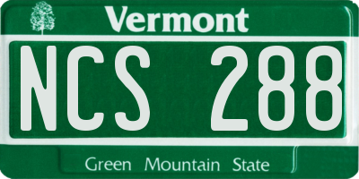 VT license plate NCS288
