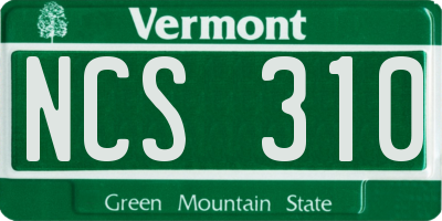 VT license plate NCS310