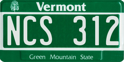 VT license plate NCS312