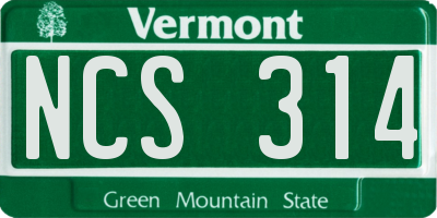 VT license plate NCS314